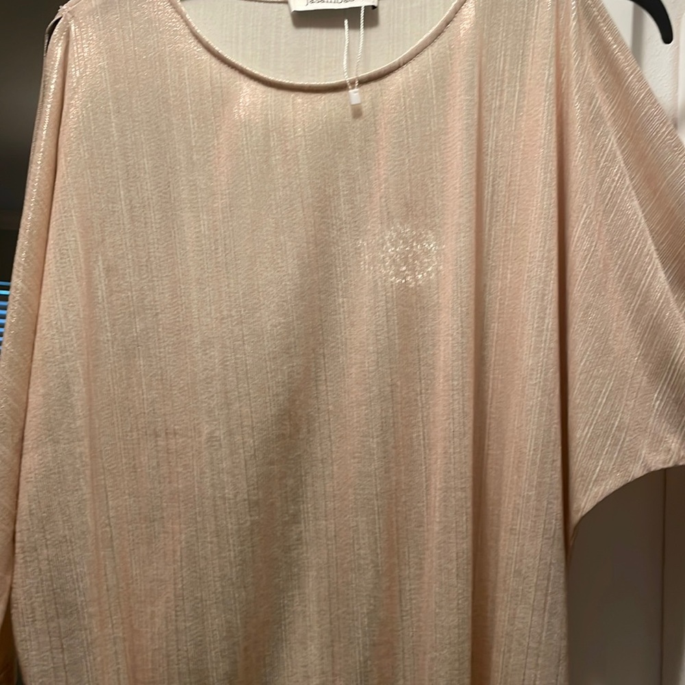 Brand new rose,metallic ,top elastic waist band with a slit in the sleeves.